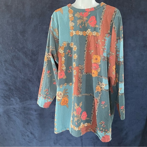 Denim&Co blue and burnt orange tunic size 3XL - Picture 6 of 8